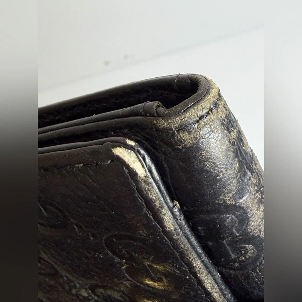 Gucci Guccissima Heart Embossed Black Leather Wallet